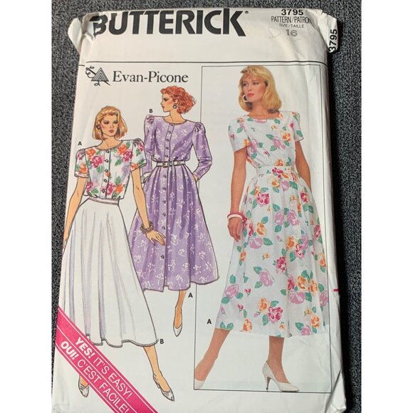 Butterick 3795 Evan-Picone Misses' Shirt & Skirt Sewing Pattern Size 16 - uncut - Picture 1 of 2